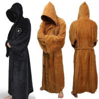 ผู้ชาย Hooded Flannel เสื้อคลุมอาบน้ำหนาพิเศษ Star Dressing Gown Jedi Empire Bath Robe Coral Fleece ฤดูหนาว Warm ชุดนอนผู้หญิง