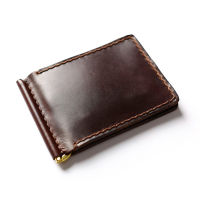 Handmade nd Real Leather Money Clip Wallet Vintage with Stainless Steel Clip Men Money Holder Dollar