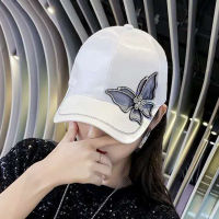 ผีเสื้อ Rhinestone หมวกเบสบอลผ้าไหมซาตินครีมกันแดดอาทิตย์หมวกสตรีสบายๆปรับ Snapback หมวกเบสบอล