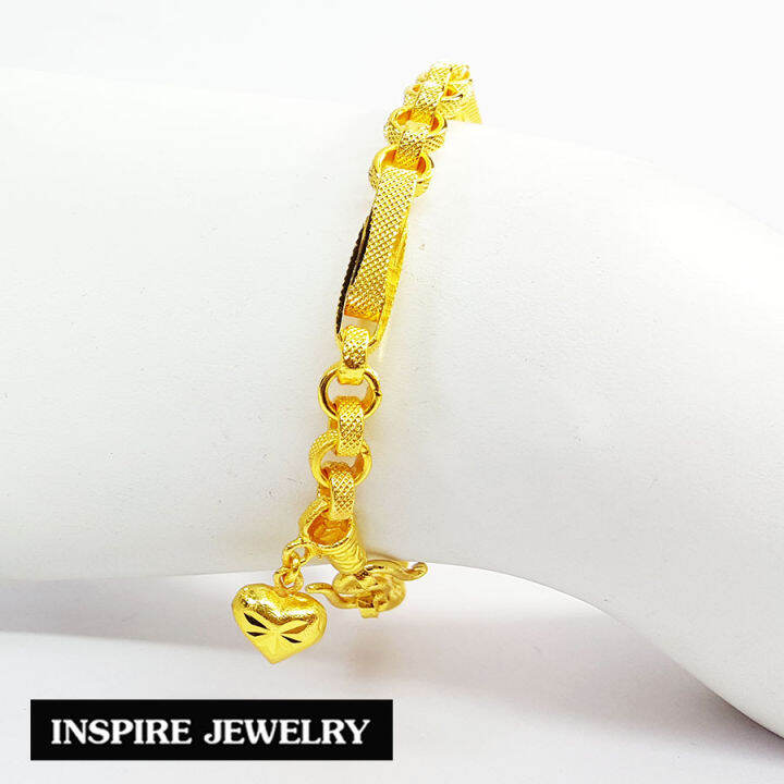 inspire-jewelry-สร้อยข้อมือลายเลส-หุ้มทองแท้-หนัก-1-บาท-งานจิวเวลรี่-งานร้านทอง-พร้อมถุงกำมะหยี่