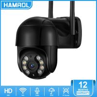 Hamrol 8MP 4K Outdoor PTZ Wifi IP Camera 5MP 5X Zoom Two-Way Voice 1080P Color IR Night Vision Home Wireless CCTV Camera Connect to Cellphone iCsee