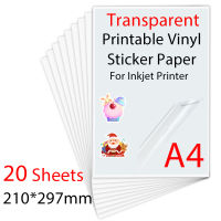 60Sheets Printable Vinyl Sticker Paper A4 PET Transparent Waterproof Self-Adhesive paper for For Inkjet Printer DIY Crafts Gift