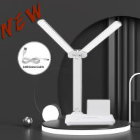 Double Lamp Table Lamp Rechargeable Night Light Lamp with Pen Holder Table Lamp Nordic Style Study Light Bedroom Bedside Lamp