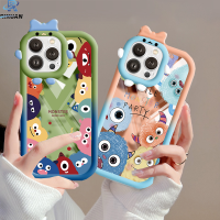 Rixuan เคสสำหรับ VIVO Y02 Y02S Y01 Y16 Y35 Y22 Y22S Y20 Y12 Y21s Y15s V25e V25 Y15A Y21 Y12i Y15 Y11 Y12s Y91C Y51 Y21T Y33T Y30 Y33s Y1s Clear Case 3D โบว์มอนสเตอร์เลนส์ Little Monster Party ฝาครอบโทรศัพท์กันกระแทก