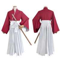 Rurouni Kenshin ฮิเอมูระเคนชิน cos ชุดกิโมโนเคนโด้สีแดงชายโชว์ฮาโลวีน cosplay เสื้อผ้าอะนิเมะ ~