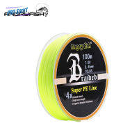 PRO ANGRYFISH Diominate PE Line 4 Strands ถัก100M/109yds สายการประมงที่แข็งแกร่งสุด10LB-80LB สีเหลือง