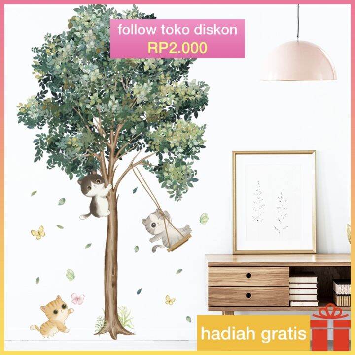 wall stiker anak / wall stiker dinding pvc transparan （60cm*90cm）pohon