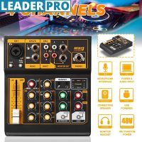 48V Mini Portable 4 Channels USB Mixer Live Studio Audio Mixing Console DJ Sound DC Amplifier for Karaoke KTV Music