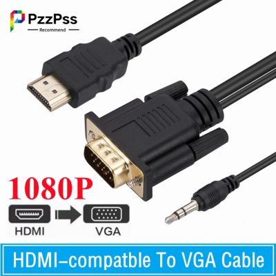 1080P HDMI-Kompatibel dengan Jantan Ke VGA Jantan 1.8M HDMI-Adaptor Kabel Kompatibel dengan VGA dengan Kabel Audio 3.5Mm untuk Proyektor Kotak TV PC