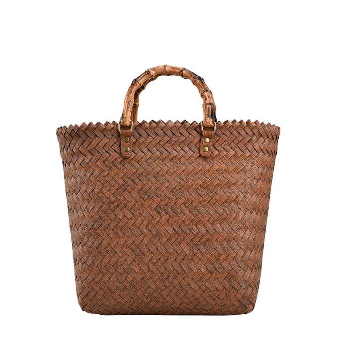 free-ship-2023-summer-new-vegetable-basket-retro-simple-portable-large-capacity-tote-straw