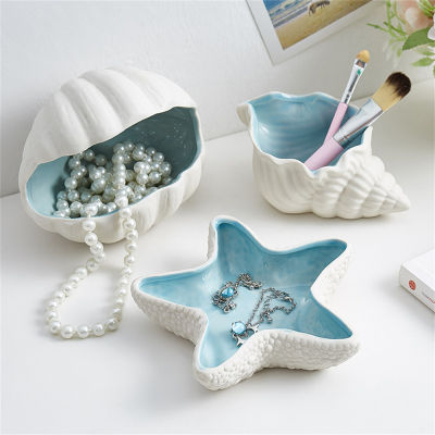 Bracelets Ring Earrings Starfish Holder Table Decoration Supplies Ceramic Ocean Style Jewelry Storage Tray