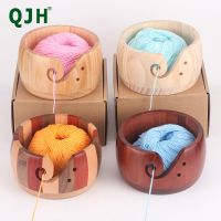 Wooden Yarn Bowl WithYarn HolderKnitting Crochet BowlWool BowlYarn Storage Hand Made Yarn Ball Storage Bowl-Natural Wood