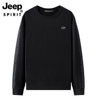 JEEP SPIRIT เสื้อสเวตเตอร์ผู้ชาย,เสื้อสเวตเตอร์กีฬาลำลองระบายอากาศบางเสื้อสเวตเตอร์สำหรับวิ่งรอบคอหลวม