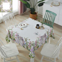 Easter Watercolor Plants Bunny Tablecloth Rectangular Holiday Wedding Dinning Decor Waterproof Table Cover