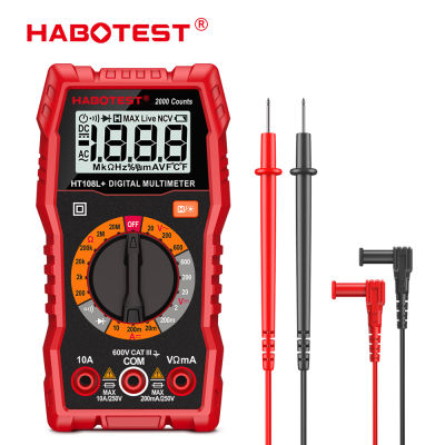 HABOTEST มัลติมิเตอร์ AC DC ดิจิตอล HT108L 2V-600V มัลติมิเตอร์ดิจิตอลอัจฉริยะแรงดันไฟฟ้าขั้นสูงและเครื่องวัดกระแส True RMS ไดโอดทดสอบความต่อเนื่อง