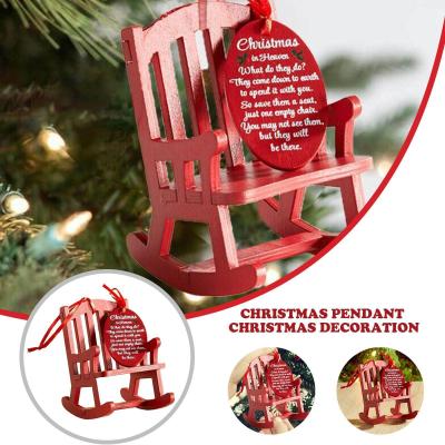 Heaven-themed Christmas Ornament Memorial Ornament For Loved Ones Christmas Memorial Ornament Mini Model Building Kit Wooden Rocking Chair Ornament