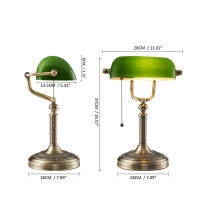 New GreenWhite Color Glass Bankers Desk Lamp with Zipper Switch Living room Bedroom Bedside Sofa Table lamp