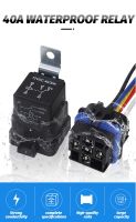 Waterproof Automotive Relay 12V 24V 5pin 4pin 4P 5P 40A Car With Black Red Copper Terminal Auto Socket