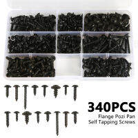 340500Pcs Pan Head Tapping Screw Cross Head M3M4M3.5M4.8 Self Tapping Screw Set Assortment Kit Black Furniture Carbon Steel