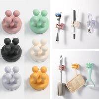 Silicone Multi-Function Hooks Self Adhesive Waterproof Single Toothbrush Hook Multi-Function Utility Punch-Free Hooks For Razor