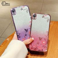 Callfire เคสโทรศัพท์ผงชิมเมอร์สำหรับ Vivo Y91C Y1S 1820 1929 แบบดอกไม้ผีเสื้อทำจากซิลิโคนหรูหราป้องกันการตกเคสนิ่ม