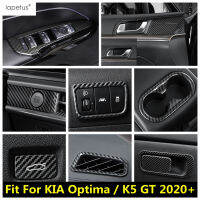 คาร์บอนไฟเบอร์สแตนเลสอุปกรณ์เสริมสำหรับ KIA Optima K5 GT 2020 - 2022 H Ead Light ปุ่มน้ำที่วางแก้วกรอบครอบตัด