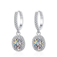 S925 Sterling Silver 1 Carat Moissanite Earrings for Women Simple Style Oval Shape Fine Jewelry Engagement Earrings