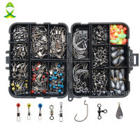 JSM 160pcsbox Fishing Accessories Kit Including Jig Hooks fishing Sinker weights fishing Swivels Snaps with fishing tackle box