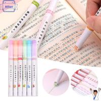 MIHAN 6PCS คริสมาสต์ เครื่องเขียนศิลปะ สีสันสดใส เครื่องมือวาดภาพวาด ไฮไลท์เน้นข้อความ ดอกไม้-รูปร่าง รวมแบบบูรณาการ ปากกาเน้นข้อความโค้ง ปากกามาร์กเกอร์ หลายรูปทรง