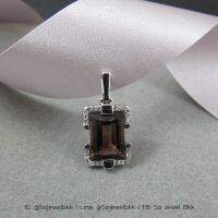 P1153711-1 จี้พลอย Smoky Quartz กับ White sapphire