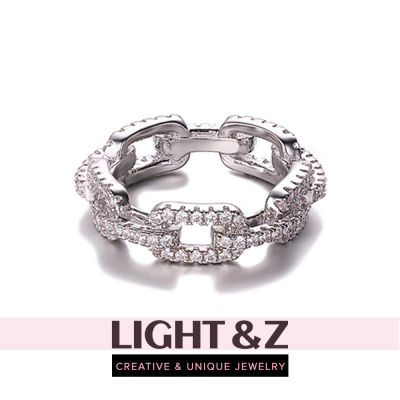 LIGHT & Z แหวนนิ้วชี้หญิงเกาหลีบุคลิกภาพที่เรียบง่ายแหวนโซ่ไมโครชุดแหวนเครื่องประดับอินเทรนด์สาวring