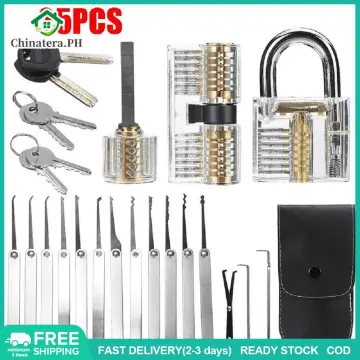 15pcs Lock Picking Set Kit Tool with Transparent Practice Training Padlock  Lock for Locksmith Beginners and Professional