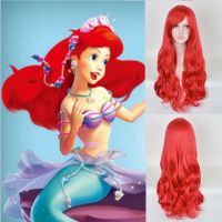 【LZ】❧✎✾  Anime A Pequena Sereia Peruca Cosplay Ariel Princess Halloween Play Party Stage Cabelo Ondulado Vermelho Sintético