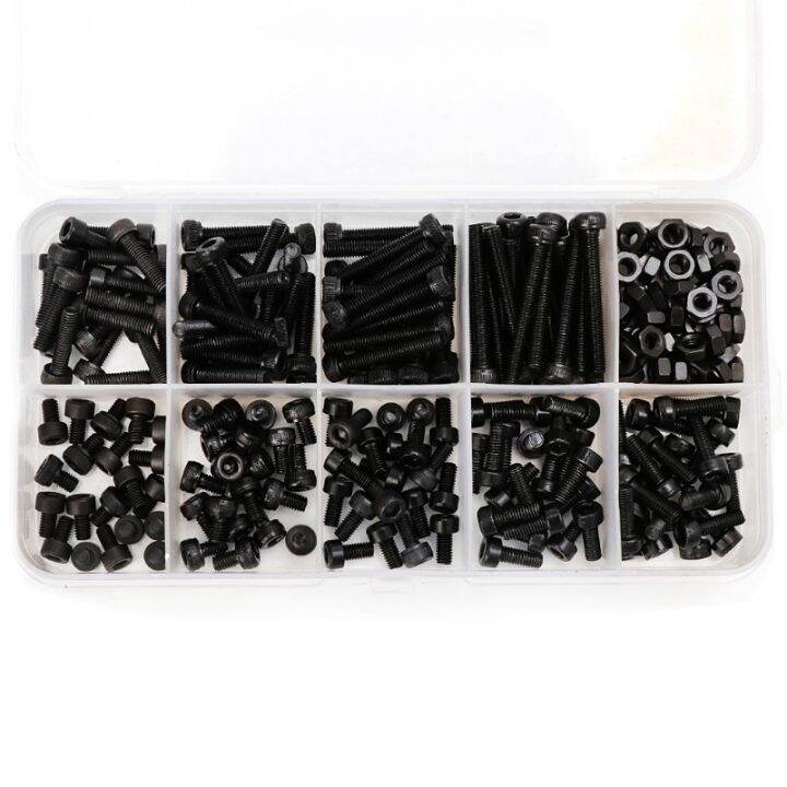 280pcs-box-m2-m2-5-m3-screw-kits-hex-socket-head-cap-screw-din912-black-steel-hexagon-cylinder-bolt-kits