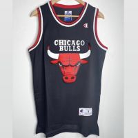 นิวเจอร์ซีย์คุณภาพสูง HITAM Nba CLASSIC CHAMPION Basketball JERSEY HWC CHICAGO BULLS LOGO CHAMPION Black