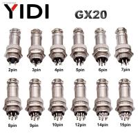 ﹊﹍┋ Male Female GX20 Air Connector 2 3 4 5 6 7 8 9 10 12 14 15 Pin Wire Panel 20mm L94-100Y Circular Aviation Socket Plug Connector