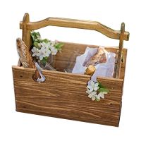 2 in 1 Multifunction Wooden Picnic Basket Table Foldable Storage Basket with Wine Glass Rack Creative Picnic Furniture