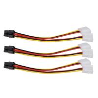 3ชิ้น4pin กับ6pin สายไฟ Ide To PCI Express การ์ดแสดงผล PCI สายสลับกระแสไฟฟ้า ATX PSU PCI Dual Molex อะแดปเตอร์6pin สำหรับ Pcie