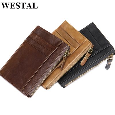 （Layor wallet）  WESTAL 100หนังแท้ธุรกิจผู้ถือบัตรสำหรับผู้ชายกระเป๋าสตางค์บางกับกระเป๋าเงินเหรียญสำหรับบัตรเครดิตกระเป๋าเงินกระเป๋าผู้ชาย1015