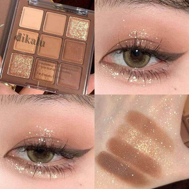 dikalu-milk-tea-อายแชโดว์สีเก้าสี-pearly-matte-nine-gong-eyeshadow