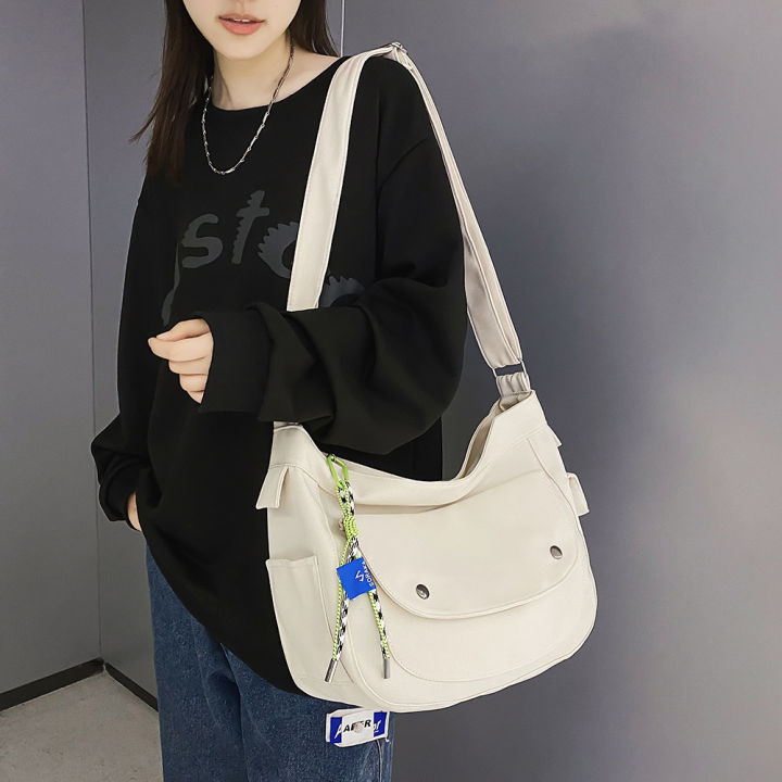 fast-delivery-nylon-shoulder-messenger-bag-women-men-preppy-school-shoulder-bag-simple-large-capacity-japanese-with-pendant-package