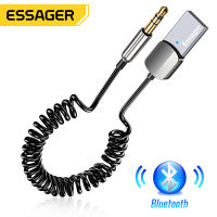 Essager ตัวรับสัญญาณบลูทูธ 5.0 สำหรับเครื่องรับสัญญาณไร้สายในรถยนต์ USB ถึง 3.5 มม. แจ็ค Aux Audio แฮนด์ฟรีโทรศัพท์อะแดปเตอร์ไร้สายชุดอุปกรณ์ติดรถยนต์ลำโพงเครื่องส่งสัญญาณ