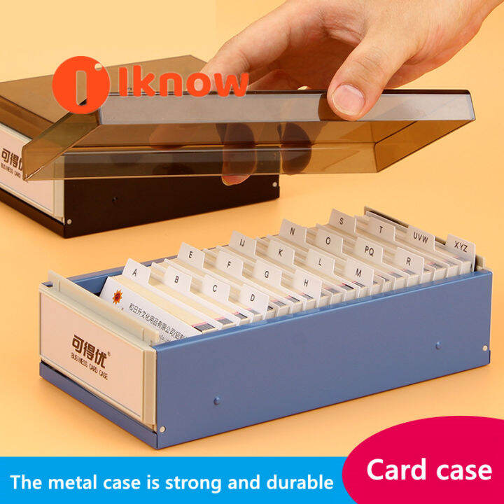 I know Card File Holder Organizer Plastic (Index Cards) (Brown Color