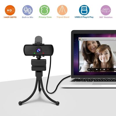 ZZOOI 1440P Full HD Webcam USB Computer Web Camera With Microphone Web Cam For Desktop Laptop Live Streaming Video Calling