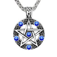 Punk Style Witch Necklace Gothic Pewter Pentagram Pentacle Pagan Wiccan Pandent Necklace for Men Jewelry Friend Gift Fashion Chain Necklaces