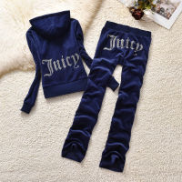 Women Velour Juicy Coutoure Tracksuit Juicy Corture Velvet Crop Jacket Female Jogging Suits Sweatshirt and Pants Set Sportswear