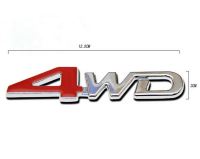 Car SUV Tailgate  red 4WD Metal Emblem Sticker Badge 4 โลโก้ ขับเคลื่อน 4 ล้อ สีแดง