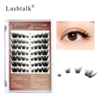 Lashtalk กระจุกดาวจิ้งจอก1กล่องต่อขนตาปลอม3D ผสมธรรมชาติ6-14มม. 7แถว56กระจุกจาก Peralatan Rias Nagaraku