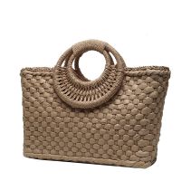 Women Summer Weave Beach Bag Woven Bucket Bag Casual Handbags Popular Handmade Braided Basket Straw Clutch