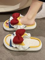 ♙ Internet celebrity bowknot slippers womens summer wear 2023 new home indoor thick-soled cute sandals and slippers